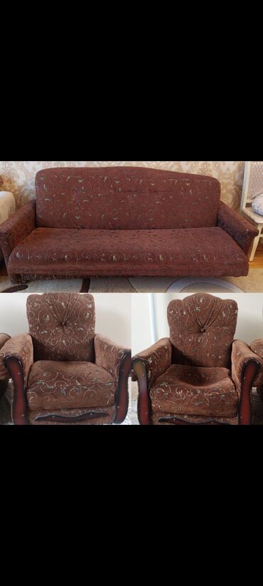 Divan və kreslo dəstləri: İşlənmiş, Divan, 2 kreslo, Bazalı, Açılan