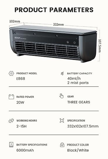 kandinsaner: Air Cooling Mist Fan E868 Mini Kondisioner, sərinkeş, nəmləndirici — 4