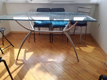 стеклянный стол: Гостиный стол, Нераскладной, Прямоугольный стол