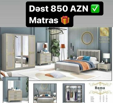 Yataq otağı dəstləri: İkinəfərlik çarpayı, Dolab, Termo, 2 tumba, Azərbaycan, Yeni — 27