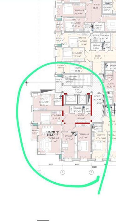 элитные квартиры продажа: 4 комнаты, 152 м², Элитка, 7 этаж, ПСО (под самоотделку)
