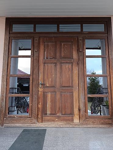 купить двери: Двери для домов и квартир, Деревянная, Трехстворчатая, Со стеклом, цвет - Коричневый — 3
