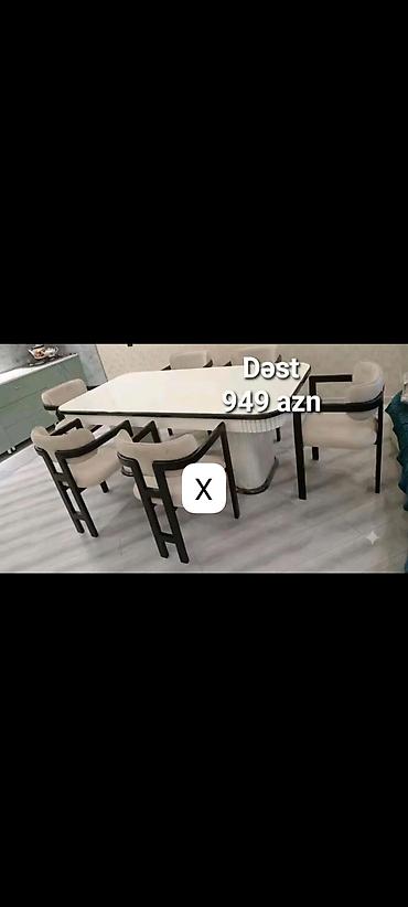 Mətbəx/Qonaq otağı üçün yemək dəsti - Dəst: masa + 6 ədəd kreslo - lalafo.az -da Mətbəx/Qonaq otağı üçün yemək dəsti - Dəst: masa + 6 ədəd kreslo -
