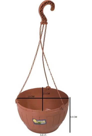 Bitkilər üçün dibçəklər: Dibçək gül qabı asılan, yumru və düzbucaqlı Dibcek qabi asilan — 3