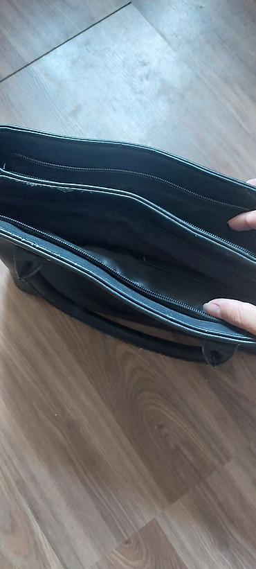 fabric case: Классическая женская сумка-тоут, черная - Материал: гладкая — 2
