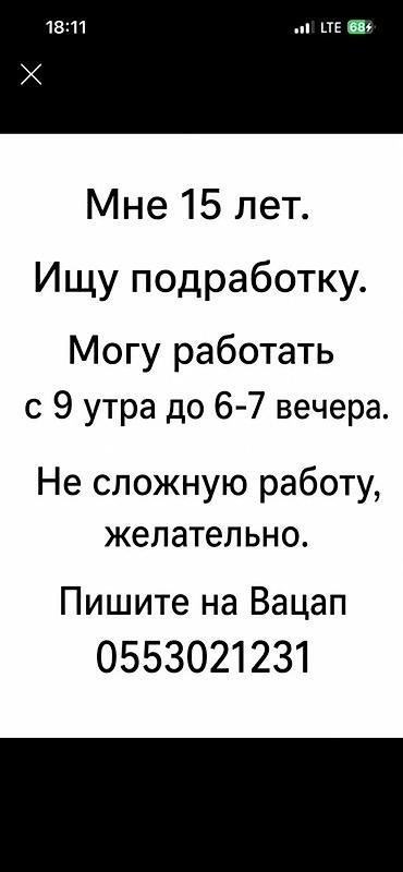 Подработка от подростка 17лет.
Студент без опыта