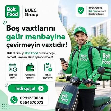 bolt sahibkar: Sürücü-kuryer tələb olunur, Şəxsi nəqliyyat vasitəsi ilə, Gündəlik ödəniş, Təcrübəsiz — 1