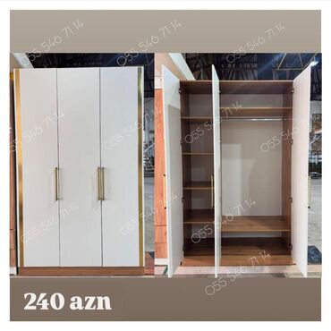 Dolablar: Yeni, 3 qapılı Düz dolab, Qarderob, paltar dolabı