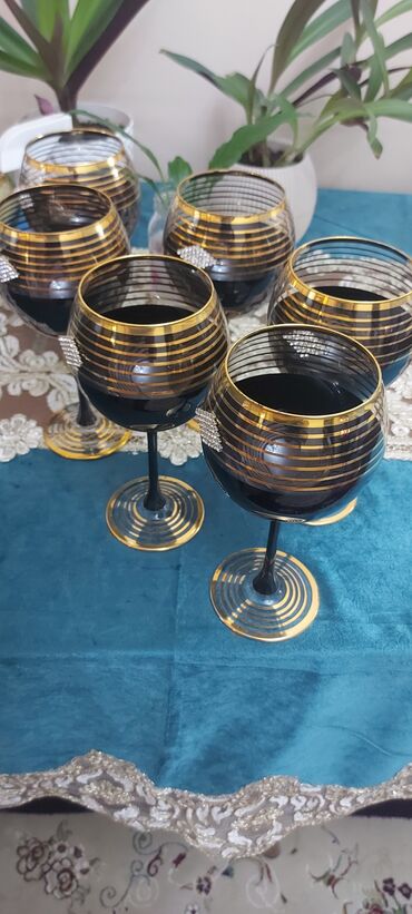dibçek gulleri: Бокалы, цвет - Черный, Набор из 6 шт., Турция