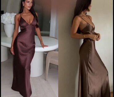 шелковое платье большого размера: Повседневное платье, Длинная модель, Шелк, Платье-комбинация, S