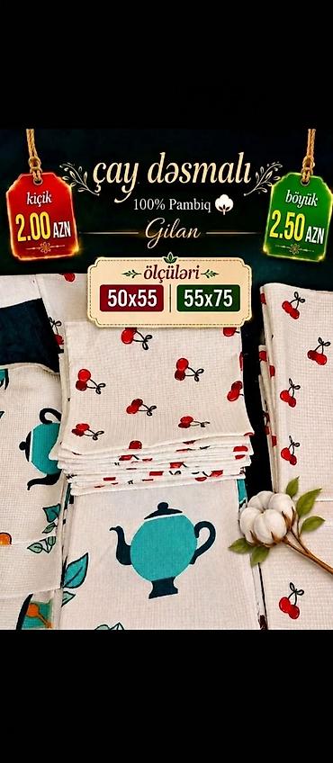 gilan parcalari: Çay dəsmalı – 100% pambıq (Gilan) - Material: təbii pambıq, yaxşı — 1