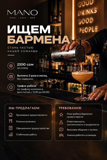 Требуется Бармен, Оплата: Ежедневно, Без опыта