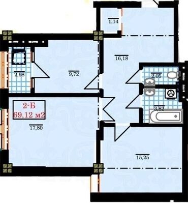 Продажа квартир: 2 комнаты, 69 м², Элитка, 14 этаж, ПСО (под самоотделку)