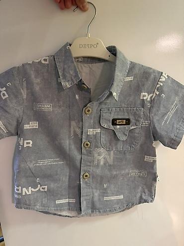 korpə geyimi: Uşaq üçün dəst – köynək və şort - Rəng: açıq boz/denim effekti - — 1