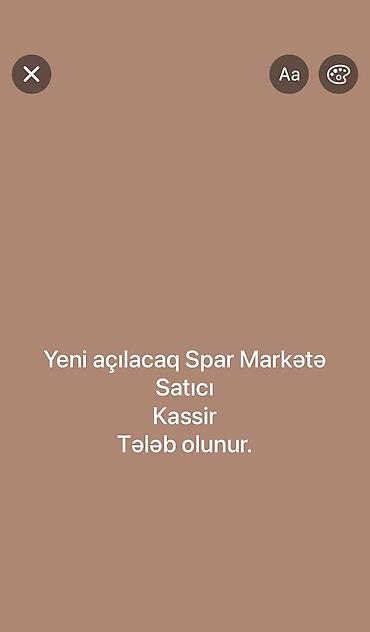 satici kassir: Satış məsləhətçisi tələb olunur — 1