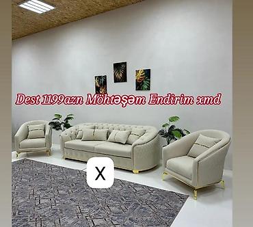 3 hissəli salon dəsti - Tərkib: 1 ədəd 3 nəfərlik divan + 2 ədəd