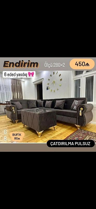 Divan və kreslo dəstləri: Məhsul: Künc divan dəstləri - Ölçülər: 280 × 200 sm (şəkildə qeyd — 15