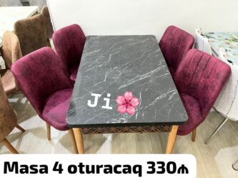 Masa və oturacaq dəstləri: Mətbəx üçün, Yeni, Açılan, Dördbucaq masa, 4 stul — 4