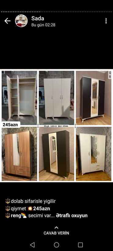 Dolablar: Yeni, Kupe, 3 qapılı Düz dolab, Dolab-asılqan, Azərbaycan — 26