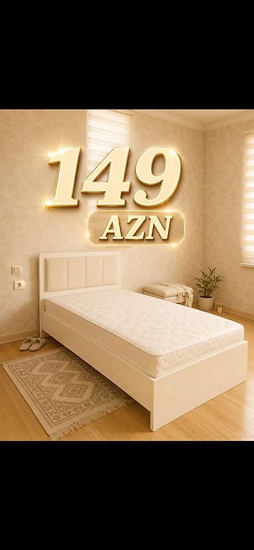 Ağ rəngli tək nəfərlik çarpayı və döşək dəsti. - Minimalist dizaynlı lalafo.az -da Ağ rəngli tək nəfərlik çarpayı və döşək dəsti. - Minimalist dizaynlı