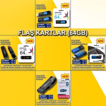 en ucuz komputer: Flaş Kartlar (64GB) 🚚Metrolara və ünvana çatdırılma var, ❗ÖDƏNİŞLİDİR❗