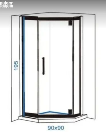 Tuš kabine i paravani: Petougaona tus kabina 90x90 NOVO, debljina stakla 4 mm,ima diht traku — 20