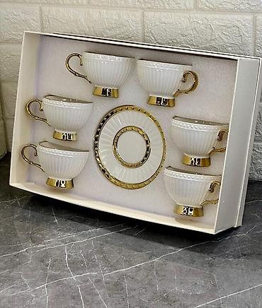 çay servis: Çay dəsti, rəng - Ağ, Farfor, 6 nəfərlik — 1