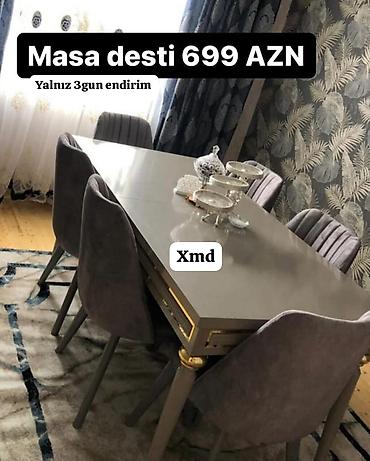 Masa dəsti – 699 AZN Yalnız 3 gün endirim Modern dizaynlı yemək otağı
