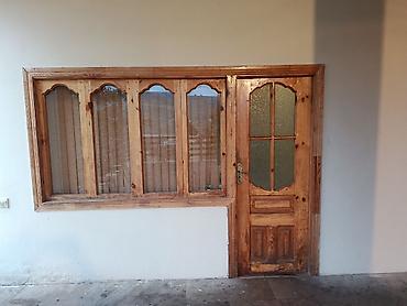Taxta qapı və pəncərə bloku - Material: təbii ağac karkas - Tək
