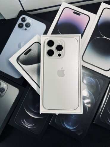 Apple iPhone: IPhone 15 Pro, Б/у, 256 ГБ, White Titanium, Защитное стекло, Чехол, Коробка, В рассрочку, 90 %