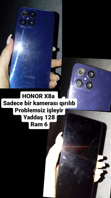 sade telefonlar satisi: Honor X8a, 128 GB, rəng - Mavi