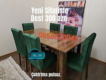 tek termolar: Qonaq otağı üçün, Yeni, Açılmayan, Dördbucaq masa, 6 stul — 2