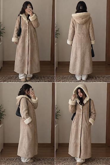 дубленки в баку: Qadınlar üçün təbii qoyun dərisindən uzun kürk/palto - Material — 5