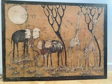 картина бу: Африканский батик в рамке размер: 103 ×76 цена :9500, самовывоз с