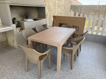 metbex stolu qiymeti: Balkon üçün, Açılmayan, Dördbucaq masa, 6 stul