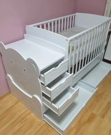 krevetac za bebe uz krevet: Unisex, Upotrebljenо, bоја - Ljubičasta, Sa fiokama