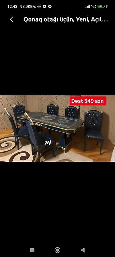 taxta stul stol: Qonaq otağı üçün, Yeni, Açılan, 6 stul — 1