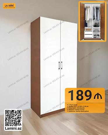Mebel: İki qapılı dolab - Ölçülər: Dərinlik 47 sm x Hündürlük 200 sm x — 1
