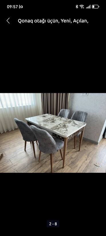 Masa və oturacaq dəstləri: Mətbəx üçün, Yeni, Açılan, Dördbucaq masa, 4 stul — 9