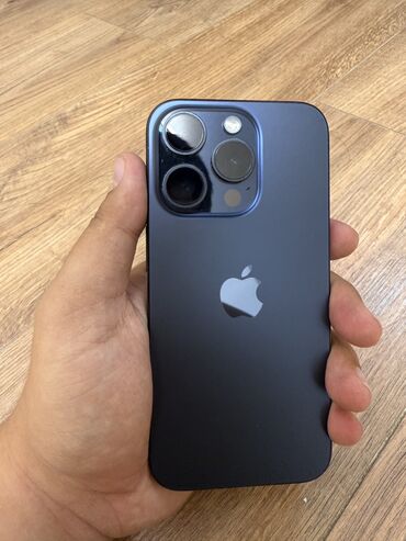 купить бу вытяжку на кухню: IPhone 15 Pro, Колдонулган, 256 ГБ, Blue Titanium, Коргоочу айнек, Каптама, Кабель, 87 %