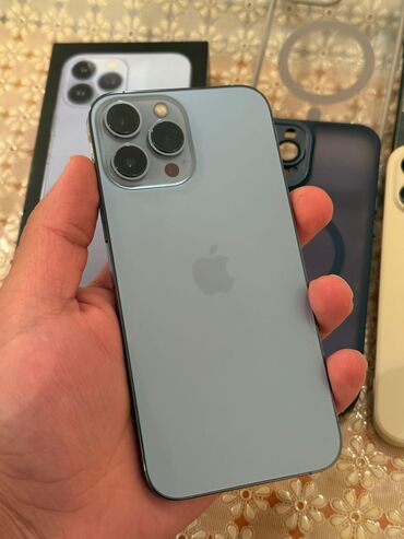 Apple iPhone: IPhone 13 Pro Max, 256 GB, Sierra Blue, Zəmanət, Face ID, Sənədlərlə