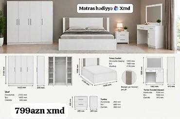Yataq otağı dəsti – ağ rəngdə, müasir üslub. Komplekt: - 4 qapılı