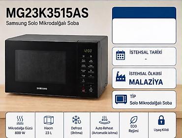 mikrodalğalı soba: Samsung MG23K3515AS Solo Mikrodalğalı Soba - Güc: 800 W mikrodalğa - — 1