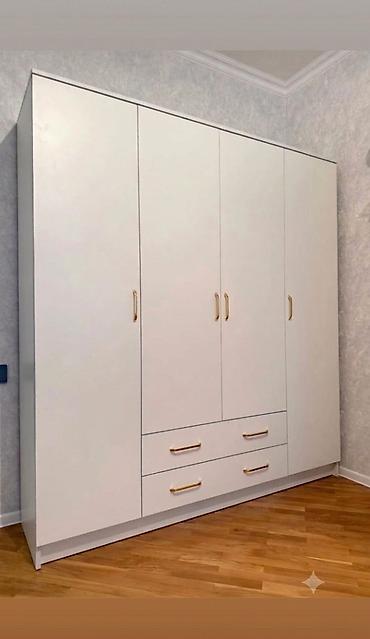 divar ref: Ağ rəngli, minimalist dizaynlı paltar şkafı. - 4 qanadlı dolab — 1
