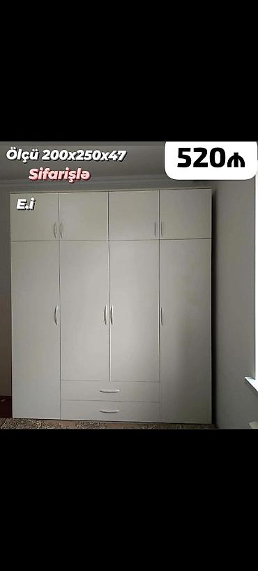 koridor şkafları: Düz dolab, Yataq otağı üçün, Paltar üçün, Açılan, Quraşdırıla bilən, 6 qapı — 1