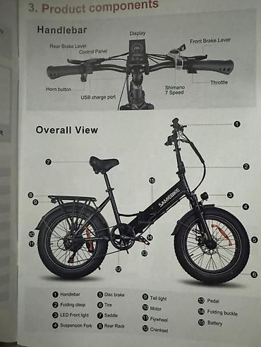 Электровелосипеды: Электровелосипед SAMEBIKE (складная рама) - Прочная складная рама с — 10