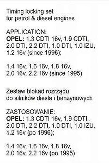 Alati za automobile: Set alata za blokadu razvodnog mehanizma – 29 delova - Namenjeno za — 11