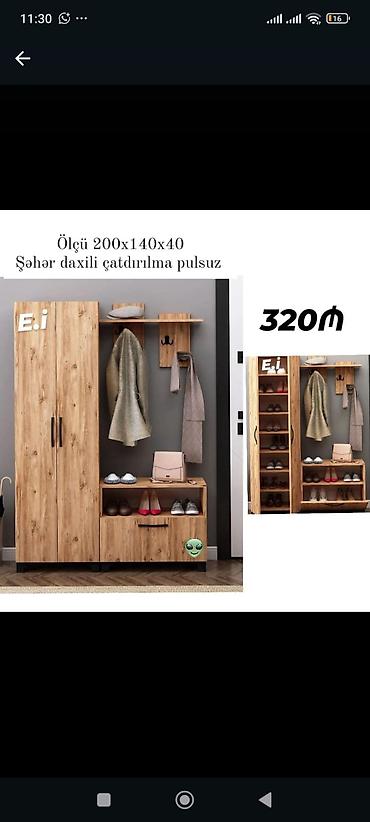dehliz dolablar: Yeni, 2 qapılı, Qəhvəyi, Açılan, Düz dolab — 1