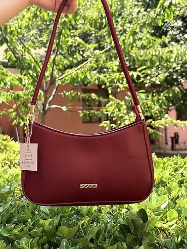 Çantalar: Bordo rəngli çiyin çantası – Elegant Bags kolleksiyası - Minimalist — 1