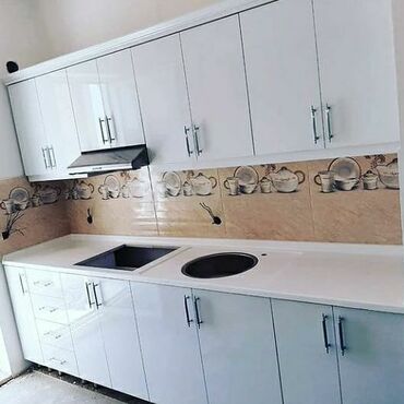 Sifarişlə mətbəx mebeli: Sifarişlə mətbəx dəsti, Özü çəkən petlələr, Mat laminat, Kredit yoxdur, Pulsuz çatdırılma — 4